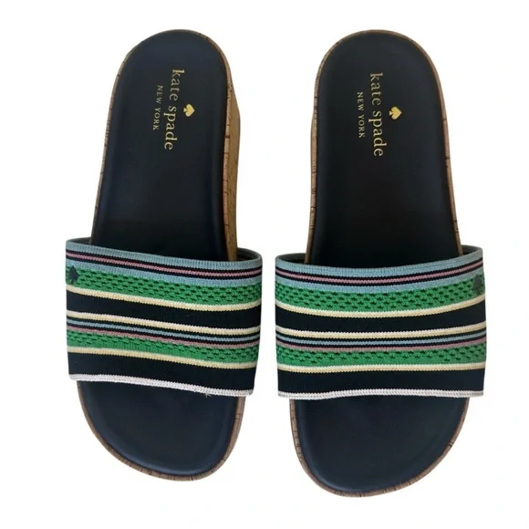 KATE SPADE NEW YORK Stripped Breeze Slide Platform Wedges - Picture 3 of 10